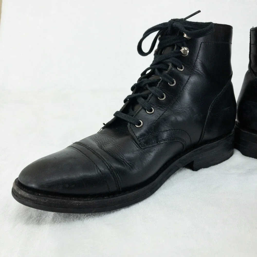 Thursday Boot Company Captain Boots Mens 9.5 Black Leather Cap Toe Hand Made